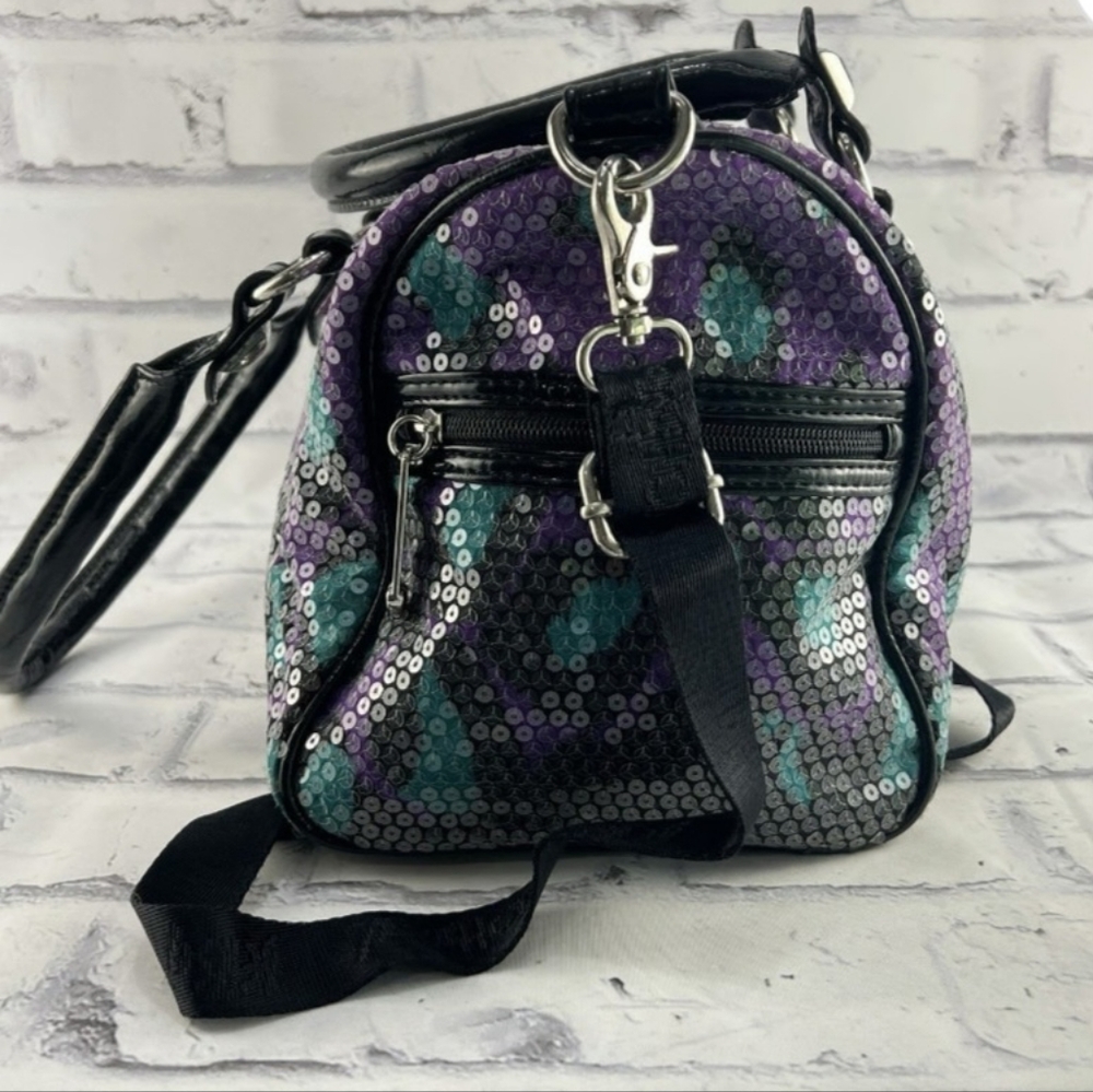 BETSEY JOHNSON Vintage Double Handle Crossbody Studded Sequin Handbag - Picture 7 of 10